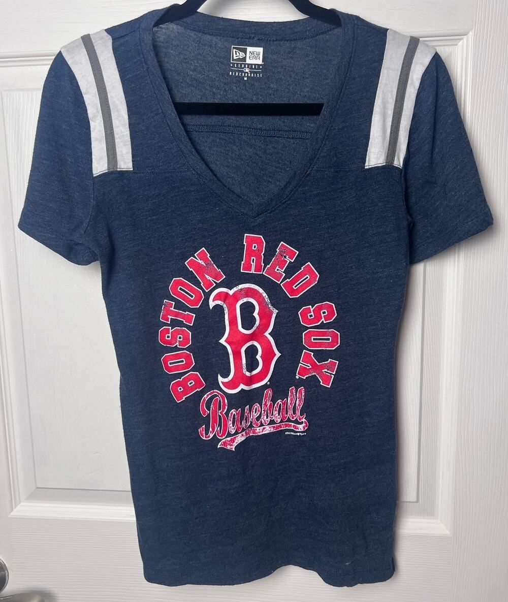 MLB Boston Red Sox Baseball Short Sleeve V-Neck T-Shirt Women's Size Med